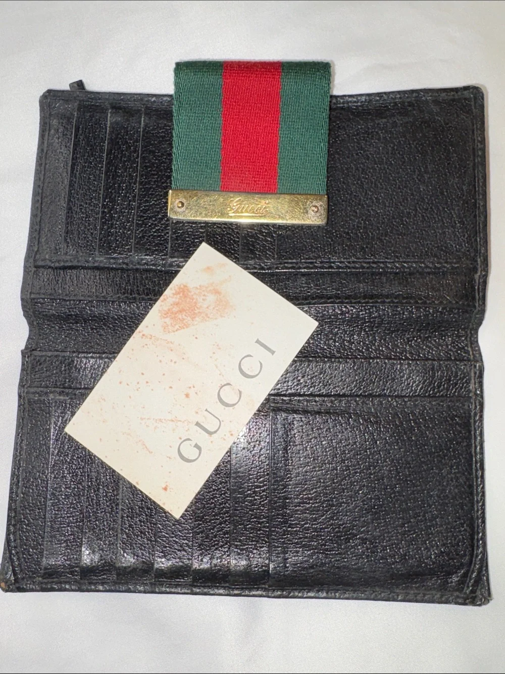 Gucci GG Wallet Black w/ Sherry Web Stripe - Picture 12 of 12